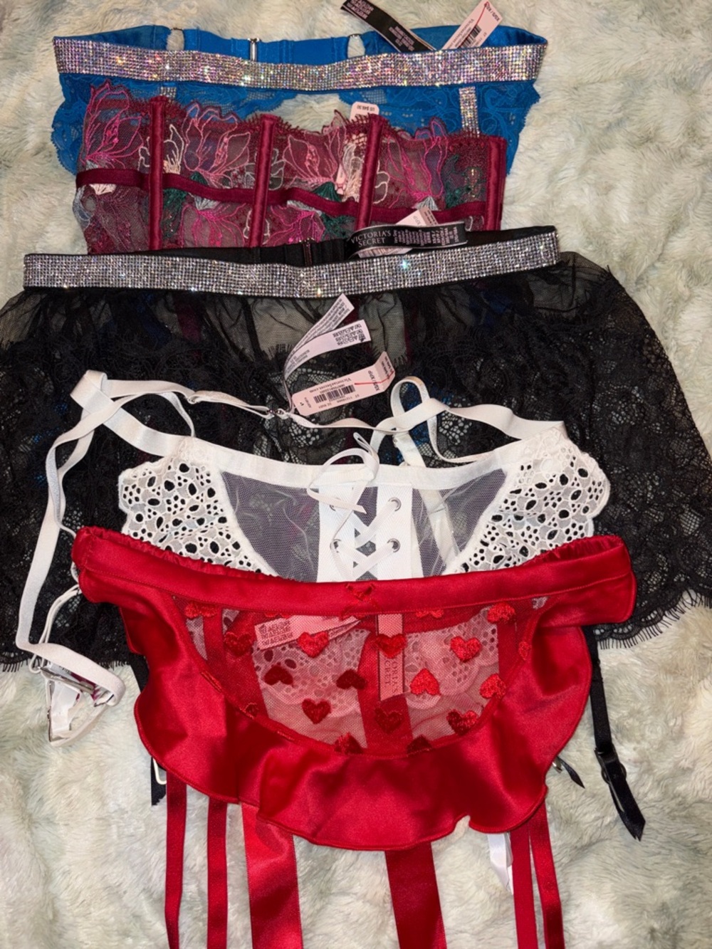 NWT VICTORIAS SECRET XS/SM rhinestone/garter belts lingerie